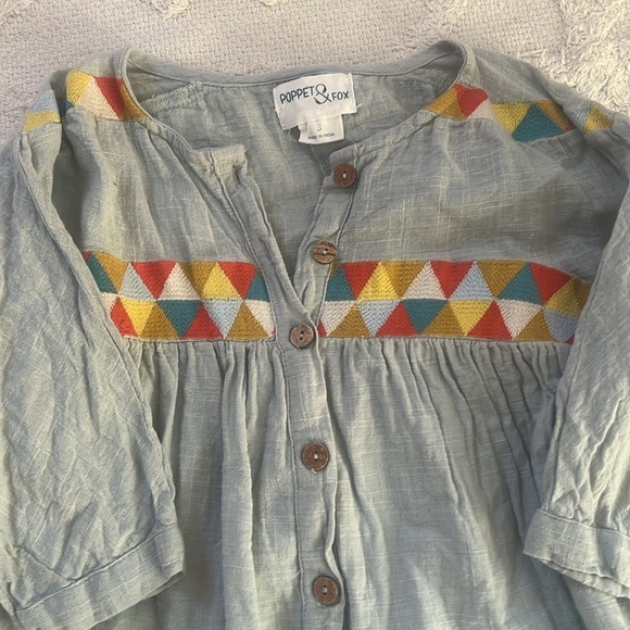 Poppet & FOX poppet and fox embroidered button down dress size 3T - Picture 2 of 4